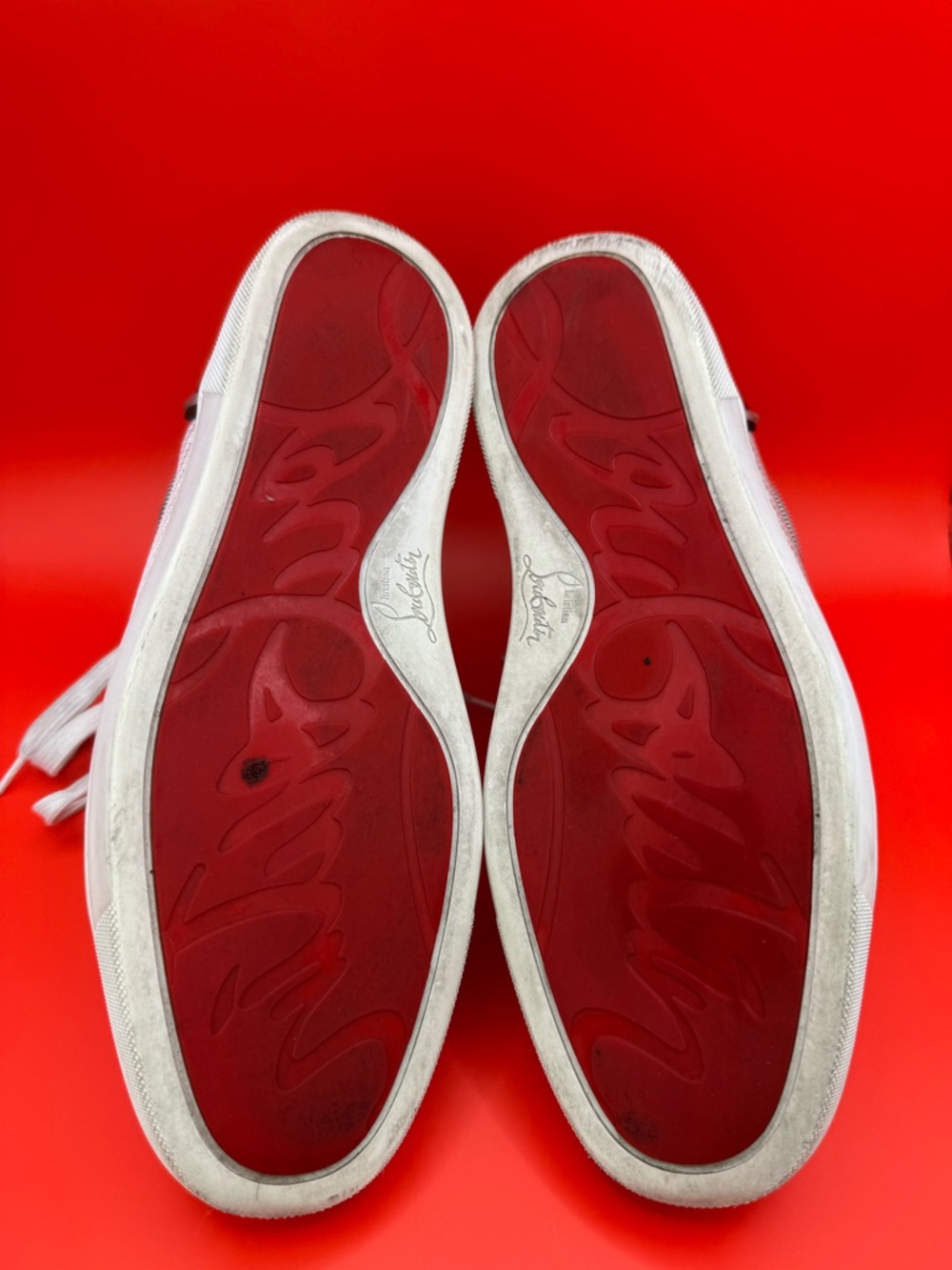 Christian Louboutin Fun Louis Flat High Top Sneaker White Woven Jacquard W Box - Picture 7 of 10